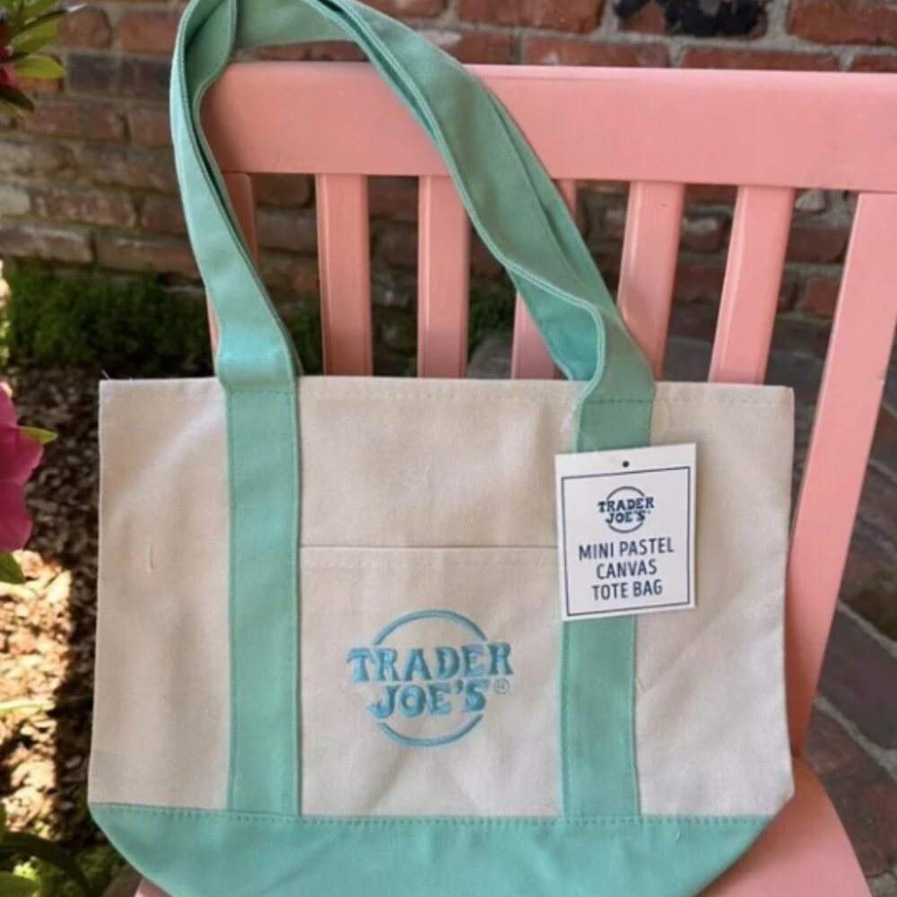 TraderJoe's Pastel Green Mini Tote Brand New With Tags NEW NWT